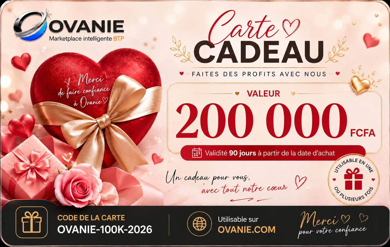 Carte Cadeau OVANIE 200 000 FCFA