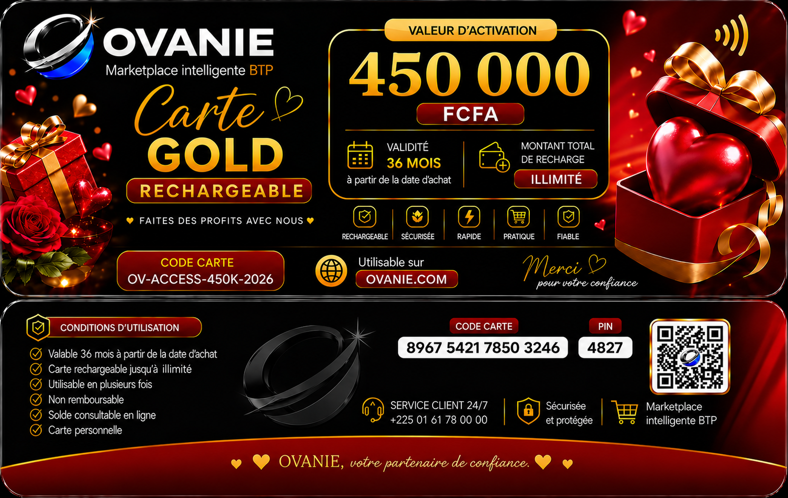 Carte Virtuelle OVANIE GOLD